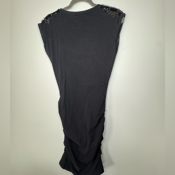 Maje Black Jersey Dress – Embellished Shoulders, Size 1 - Picture 6 of 12
